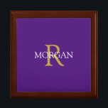 DIY Monogram & Name, Gold/White Text, Royal Purple Gift Box<br><div class="desc">Personalise with your Monogram and Name In Gold and White Text on Royal Purple background. This simple Classic Design is sure to get attention.</div>