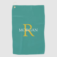 DIY Monogram & Name, Gold & White Text, Teal