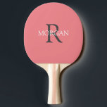 DIY Monogram & Name, Grey & White Text, Coral Ping Pong Paddle<br><div class="desc">Personalise with your Monogram and Name In Grey and White text. This simple Classic Coral Design can also be used to promote your Company Name.</div>