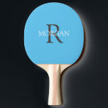 DIY Monogram & Name, Grey & White Text, Sky Blue Ping Pong Paddle<br><div class="desc">Personalise with your Monogram and Name In Grey and White text. This simple Classic Sky Blue Design can also be used to promote your Company Name.</div>