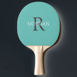 DIY Monogram & Name, Grey & White Text, Teal Ping Pong Paddle<br><div class="desc">Personalise with your Monogram and Name In Grey and White text. This simple Classic Teal Design can also be used to promote your Company Name.</div>