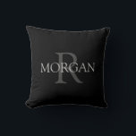 DIY Monogram & Name, Trendy Black with Grey Text<br><div class="desc">Personalise with your Monogram and Name In Grey Text. This simple Classic Black Design is sure to get attention. Can also be used to promote your Company Name.</div>