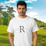 DIY Monogram & Name, Trendy Design with Grey Text T-Shirt<br><div class="desc">Personalise with your Monogram and Name In Grey Text. This simple Classic Design can also be used to promote your Company Name.</div>