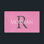 DIY Monogram & Name, Trendy Grey Text On White Acr Acrylic Tray<br><div class="desc">Personalise with your Monogram in black and Name in white on pink background. This simple Classic Design can also be used to promote your Company Name. Click “Customise” to change colours and type styles.</div>