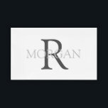 DIY Monogram & Name, Trendy Grey Text On White Acrylic Tray<br><div class="desc">Personalise with your Monogram and Name In Grey Text On White background. This simple Classic Design can also be used to promote your Company Name.</div>