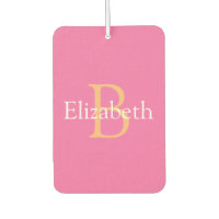 DIY Monogram & Name, Yel Or & White Text on Pink