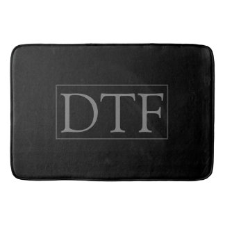 DIY Monogram or Name, Classic Black with Grey Text Bath Mat