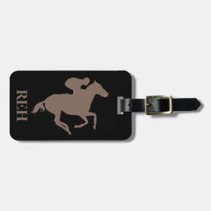 DIY Monogram Taupe Brown Race Horse on Any Colour Luggage Tag