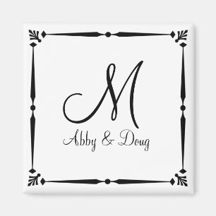 DIY Monogram template with decorative border Magnet