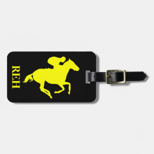 DIY Monogram Yellow Race Horse on Any Colour Luggage Tag