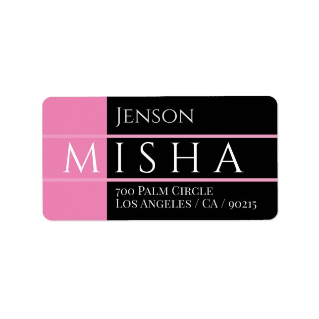 DIY Name & Address / Black and Pink Label (Front)