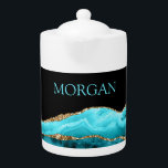 DIY Name, Black, Gold & Teal Agate<br><div class="desc">Personalise your Name In Teal on Black,  Gold & Teal Agate. Click “Customise” to change colours and type styles.</div>