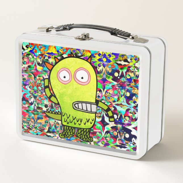 DIY NAME HAPPY MONSTER Metal Lunchbox (Front)