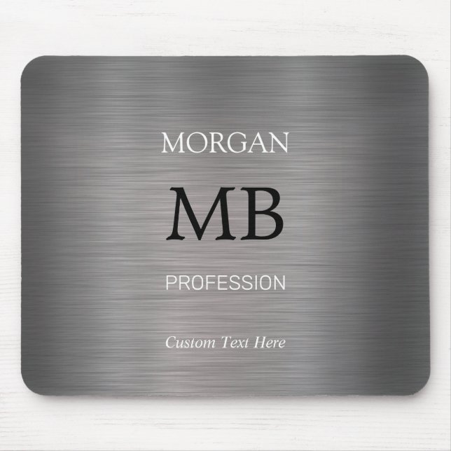 DIY Name Initials Profession, Brushed Steel, Vs 2 Mouse Mat (Front)