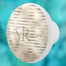 DIY Name &amp; Monogram on Platinum Lines Ceramic Knob