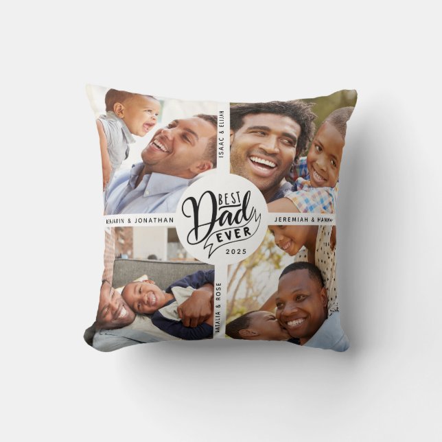DIY Names Best Dad Ever Four Photo Cushion (Front)