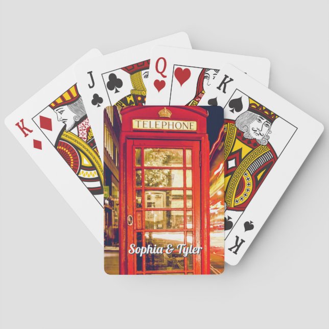DIY Names on British Red Phone Booth Playing Cards (Back)