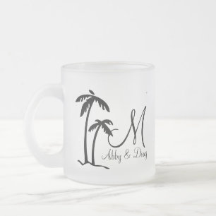 DIY Palm Tree Destination Logo Frosted Glass Coffee Mug