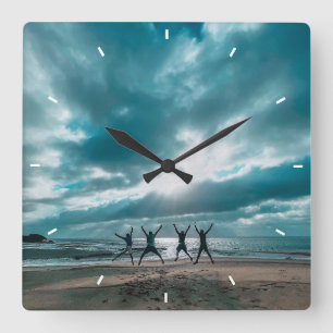 DIY Personalised Photo Collage Template Square  Wall Clock