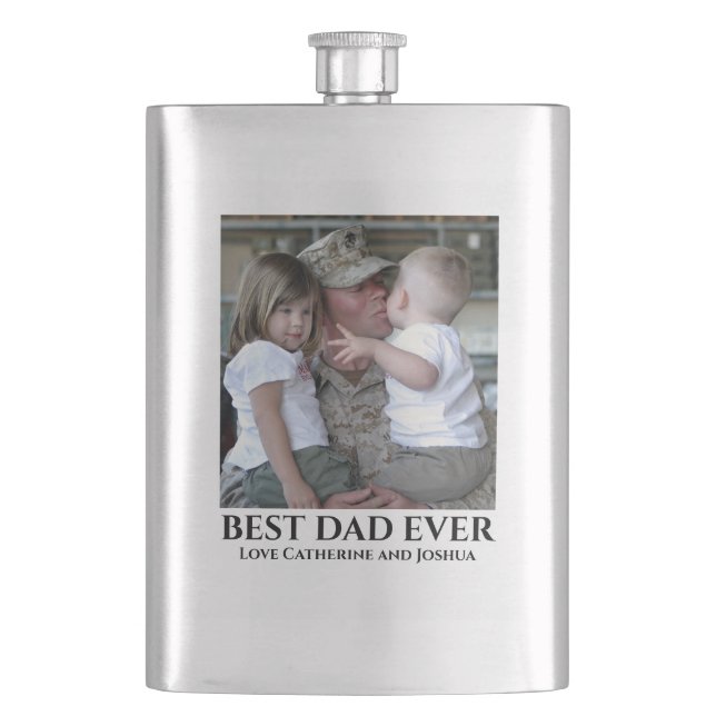 DIY photo best dad ever fathers from children Hip Flask (Front)