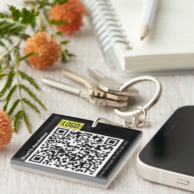 DIY Photo ID Logo QR Code Key Ring (Front Right)
