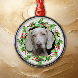 DIY Photo in Christmas Holly Border Pet Metal Tree Decoration