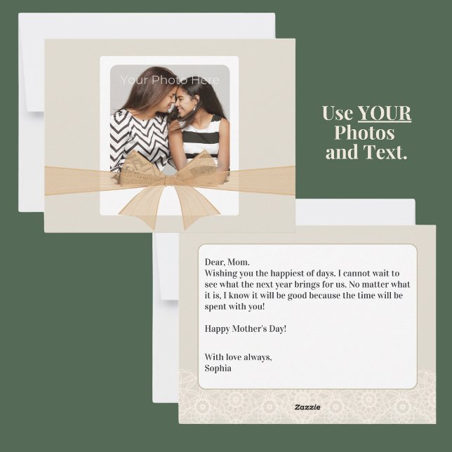 DIY Photo Mother's Day Card with Custom Message (Your own photo and text custom message Mother's Day card for mom, grandma, mother-in-law. )