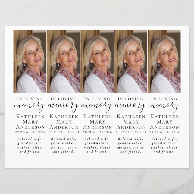 DIY Photo Sympathy Funeral Prayer Bookmark (Front)