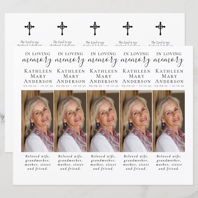 DIY Photo Sympathy Funeral Prayer Bookmark (Front/Back)