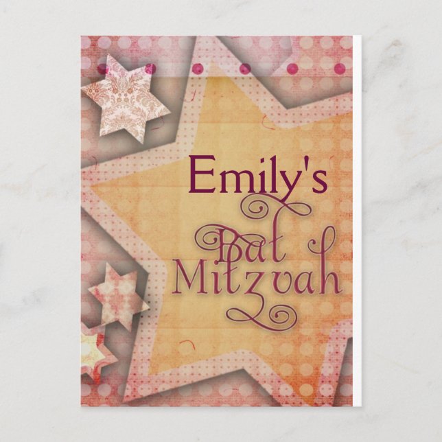 DIY Polka Dot Colourful Bat Mitzvah design Postcard (Front)
