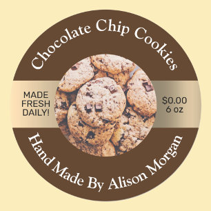 DIY Product Label, Photo, Name, Info, Brown & Gold Classic Round Sticker