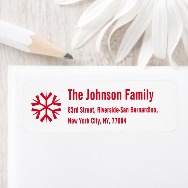 DIY Red Snowflake Christmas Holiday Return Address (Insitu)