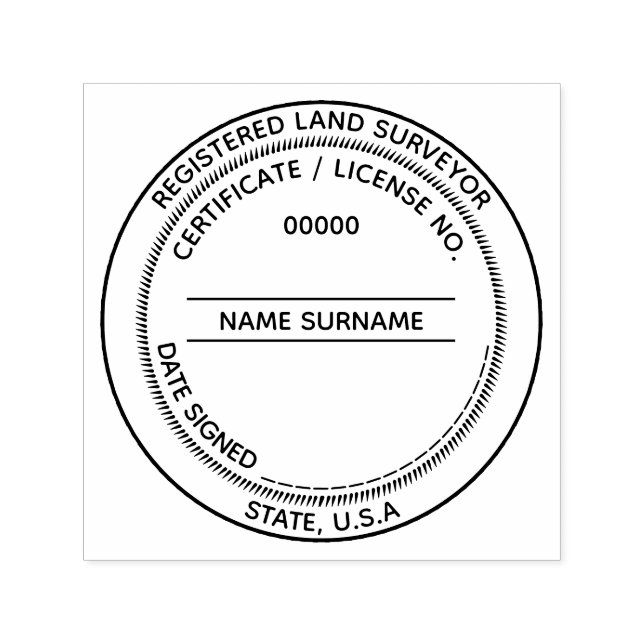 DIY Registered Land Surveyor LLC round CUSTOM Self-inking Stamp (Design)