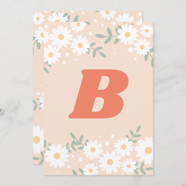 DIY Retro Daisy Letter Number Bunting Invitation (Front/Back)