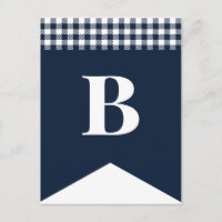 DIY Rustic Blue Plaid Letter Bunting Postcard