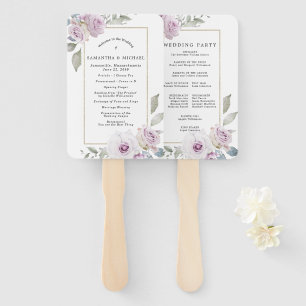 DIY Rustic Purple Floral Wedding Program Hand Fan