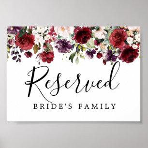DIY Rustic Red Floral Wedding Reserved Sign