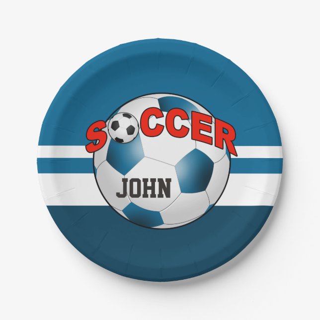 DIY Soccer Ball CHOOSE YOUR BACKGROUND COLOR Paper Plate (Front)