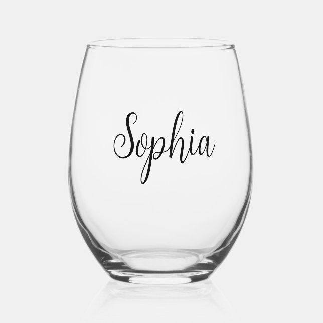 DIY Stemless Wine Glass | Custom Text or Name (Front)
