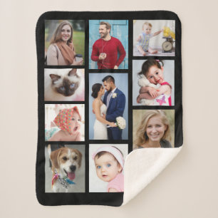 DIY Ten Family Photos, Family Name, Black Sherpa Blanket