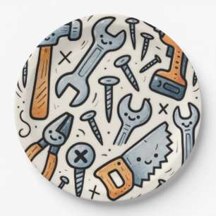 DIY Tools Doodle Cartoon Paper Plate