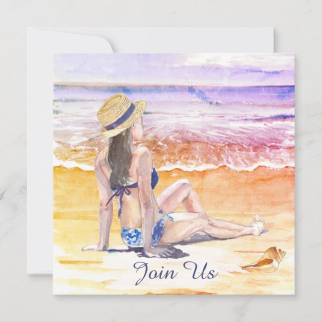 *~* DIY Tropical Beach AR29 Generic ANY EVENT RSVP Invitation (Front)