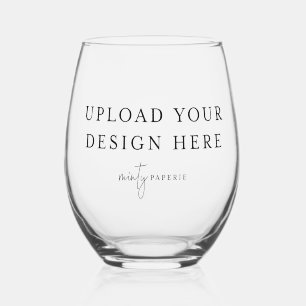DIY Upload Your Own Printed Stemless Wine Glass