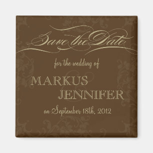 DIY Vintage Chocolate & Cocoa Save the Date Magnet