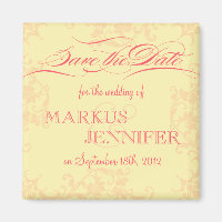 DIY Vintage Hot Pink & Yellow Save the Date Magnet