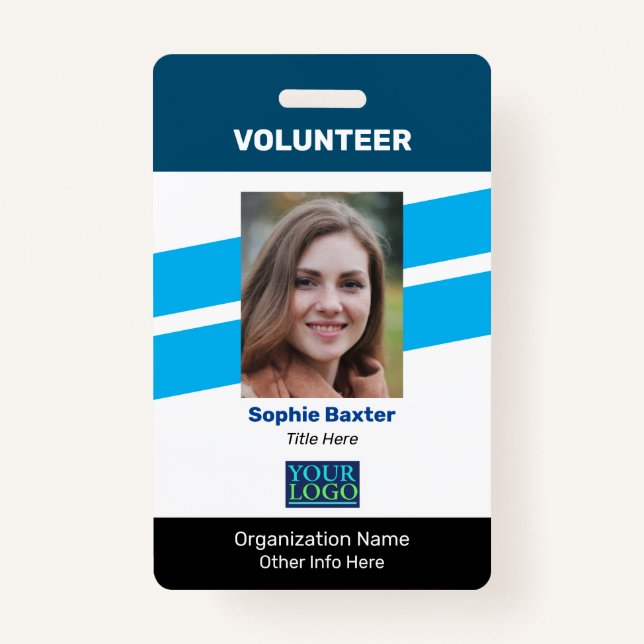 DIY Volunteer, Photo Name Logo & All Info, Vs 2 ID Badge (Front)