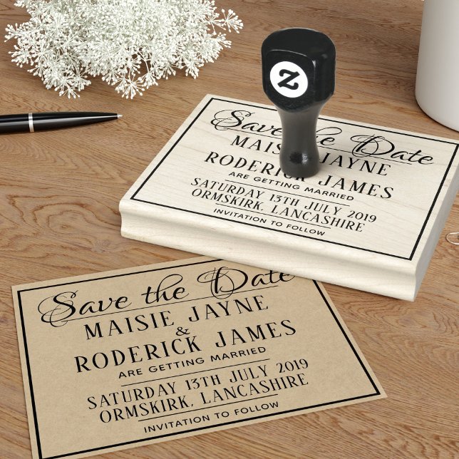 DIY Wedding Framed Save The Date Rubber Stamp (Add your details to this framed Save the Date rubber stamp and get stamp happy!)