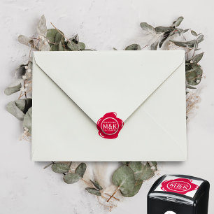 DIY Wedding Funny Faux Red Wax Seal Monogram Self-inking Stamp