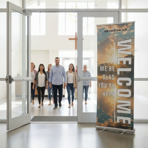 DIY Welcome Church Vertical Retractable Banner