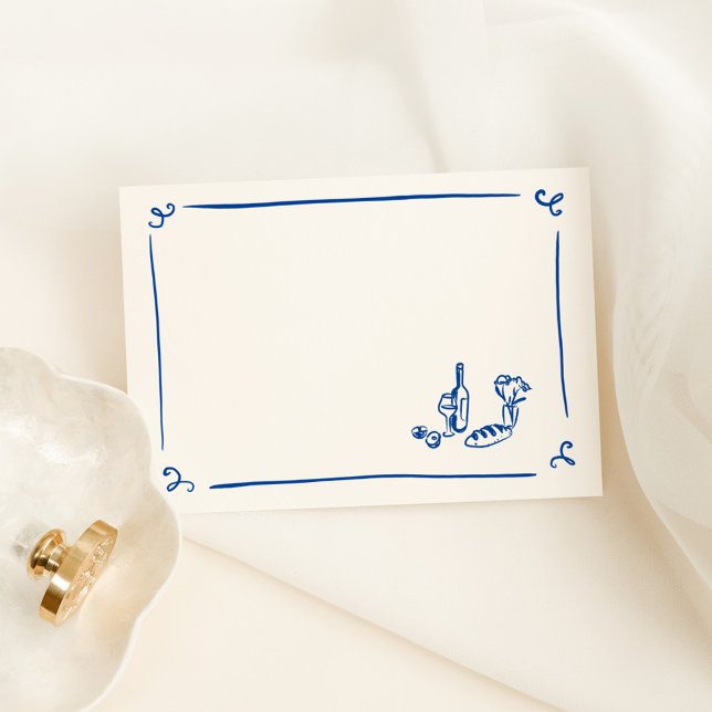 DIY Whimsical Hand Drawn Navy Blue Place Card (Creator Uploaded)